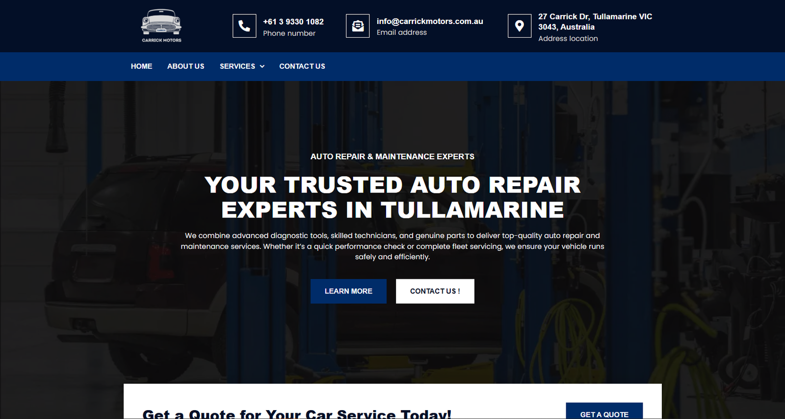 Carrick Motors website revamped on desktop